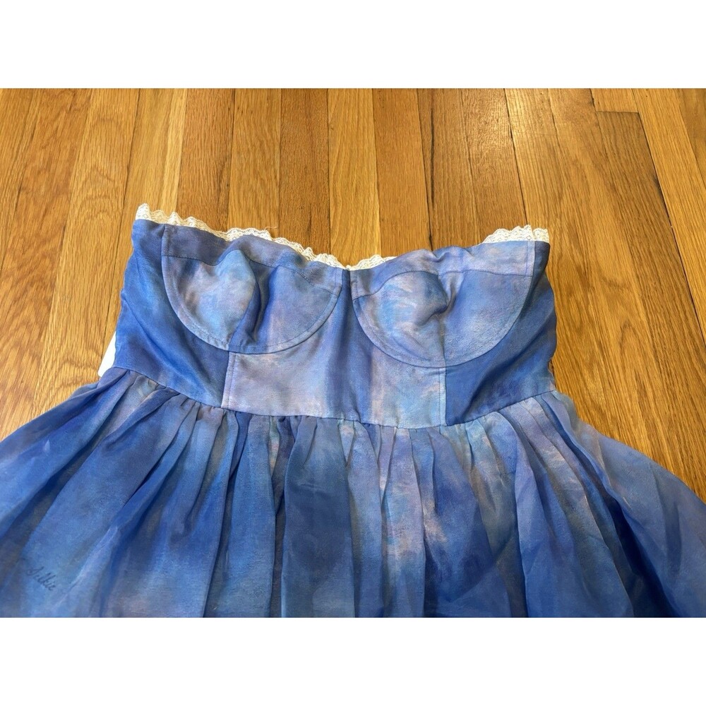 NWT Selkie The Parliament French Corset Dress Mini Blue Lace Trim Size XL - Picture 3 of 8